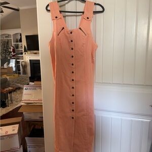 Free people midi dress with snap buttons and accent zippers
